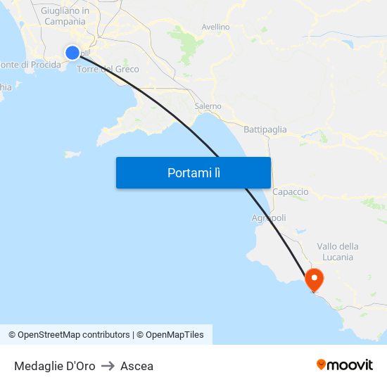 Medaglie D'Oro to Ascea map