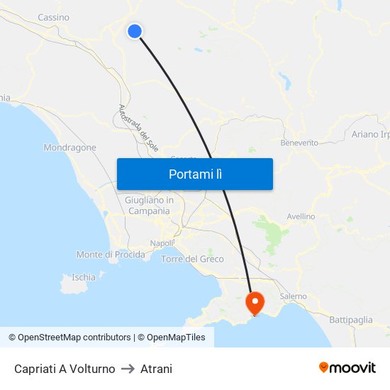 Capriati A Volturno to Atrani map