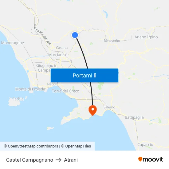 Castel Campagnano to Atrani map