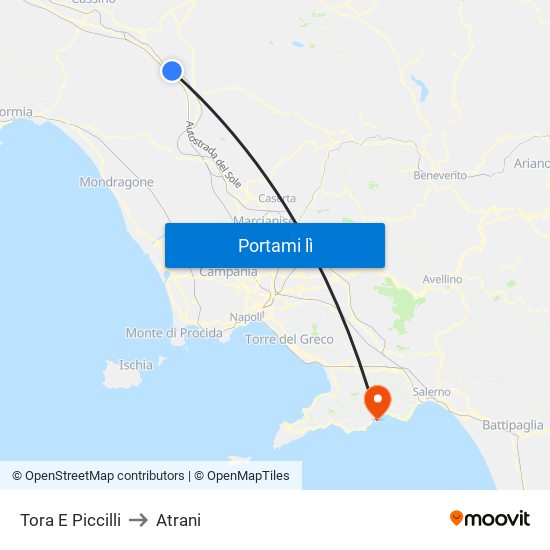 Tora E Piccilli to Atrani map