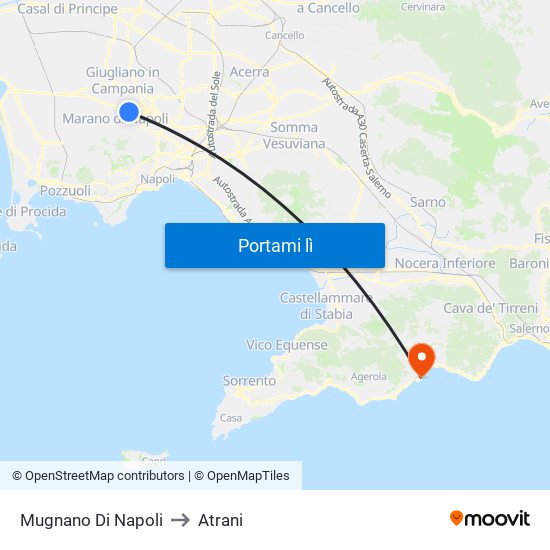 Mugnano Di Napoli to Atrani map