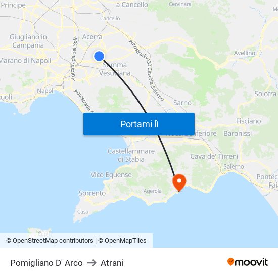 Pomigliano D' Arco to Atrani map