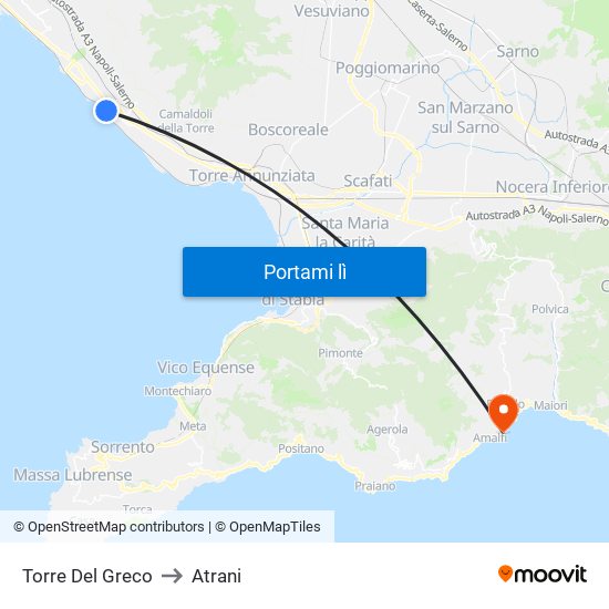 Torre Del Greco to Atrani map