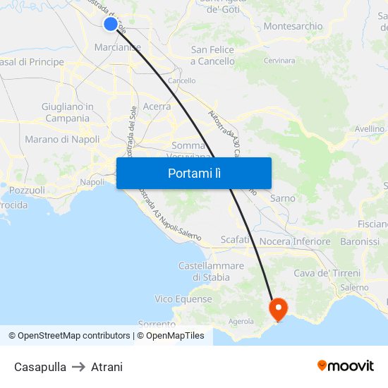 Casapulla to Atrani map