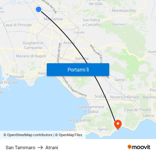 San Tammaro to Atrani map