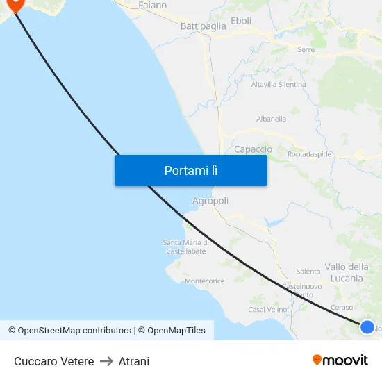 Cuccaro Vetere to Atrani map