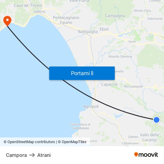 Campora to Atrani map