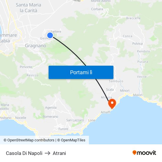 Casola Di Napoli to Atrani map