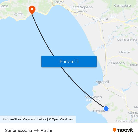 Serramezzana to Atrani map