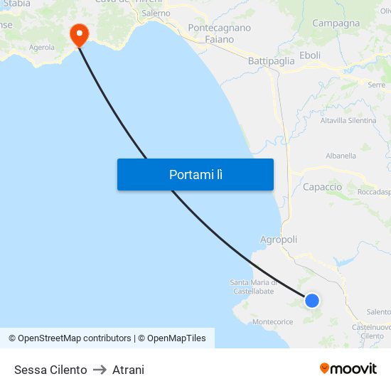 Sessa Cilento to Atrani map