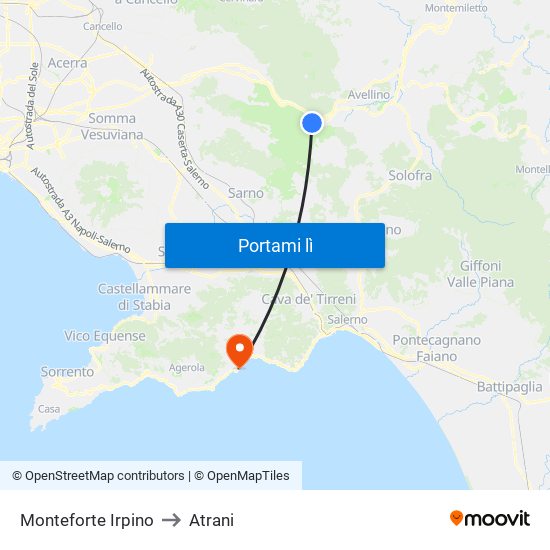 Monteforte Irpino to Atrani map