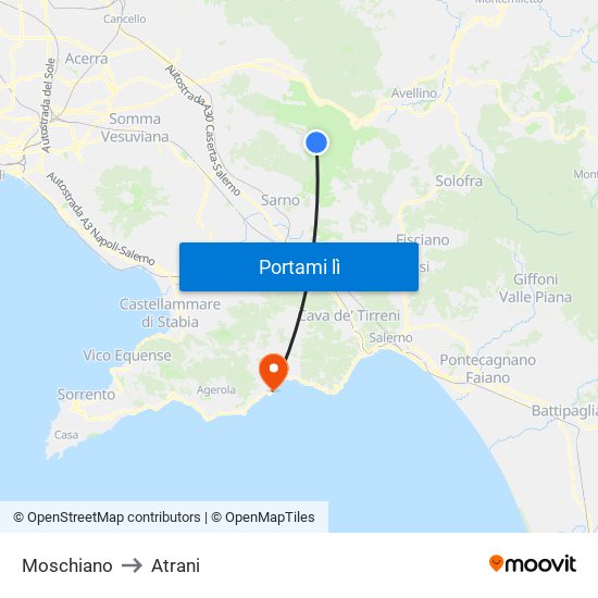 Moschiano to Atrani map
