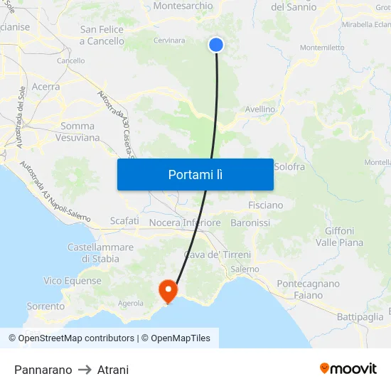 Pannarano to Atrani map