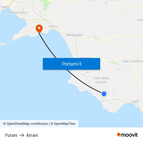 Futani to Atrani map