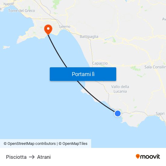 Pisciotta to Atrani map