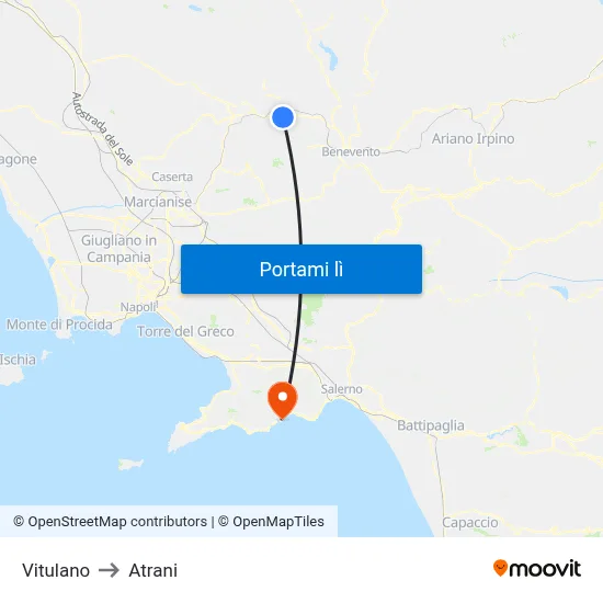 Vitulano to Atrani map