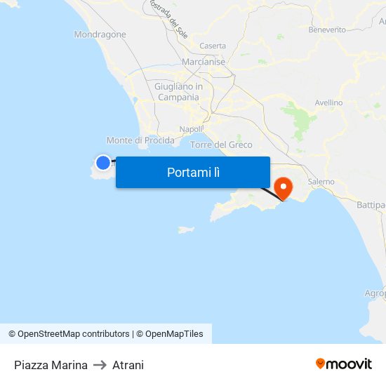 Piazza Marina to Atrani map