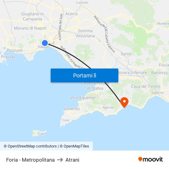 Foria - Metropolitana to Atrani map