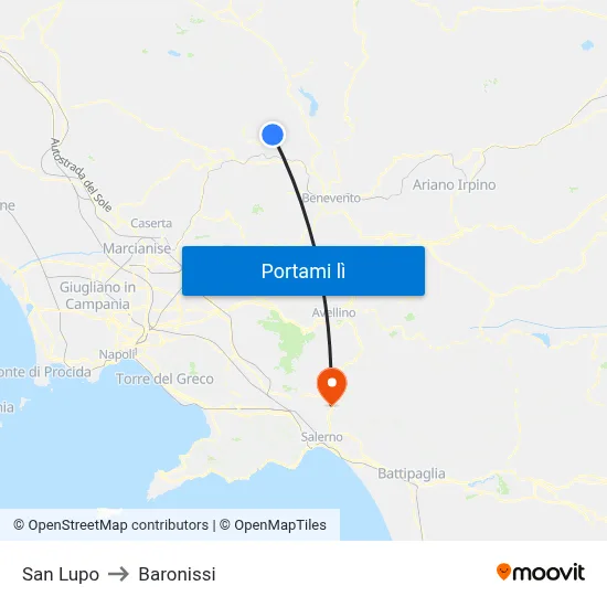 San Lupo to Baronissi map