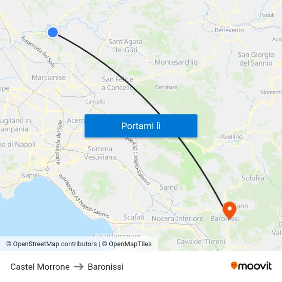 Castel Morrone to Baronissi map