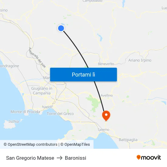 San Gregorio Matese to Baronissi map