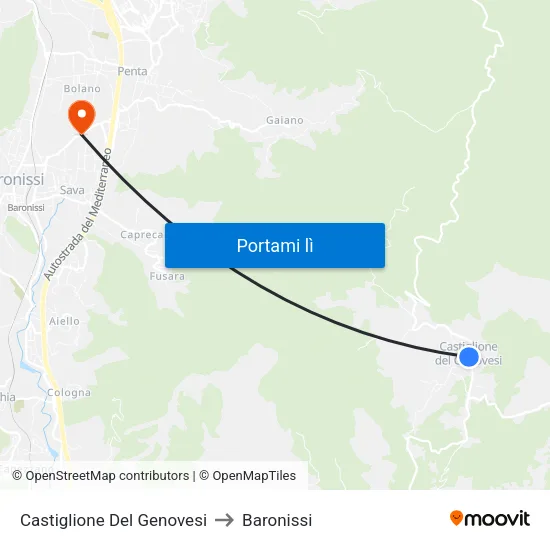 Castiglione Del Genovesi to Baronissi map
