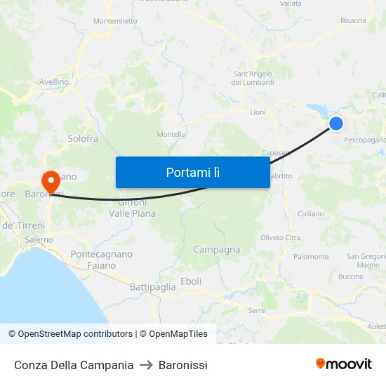 Conza Della Campania to Baronissi map