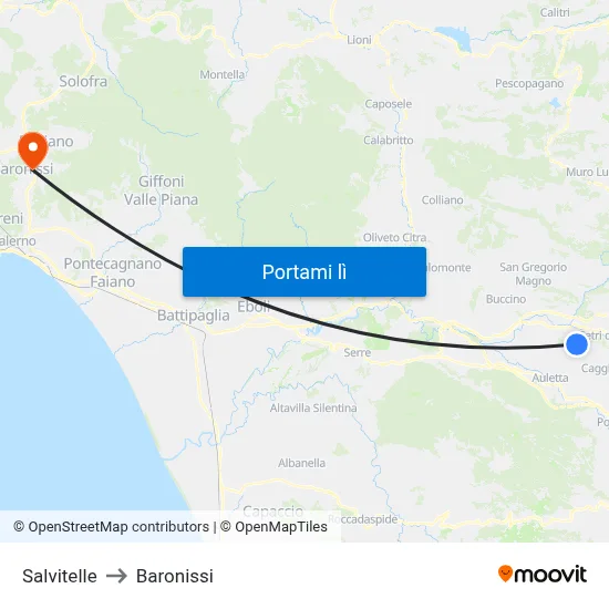 Salvitelle to Baronissi map