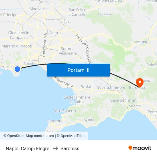 Napoli Campi Flegrei to Baronissi map