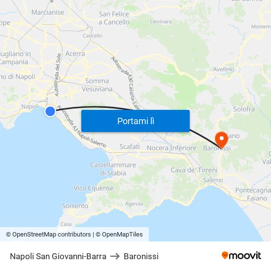 Napoli San Giovanni-Barra to Baronissi map