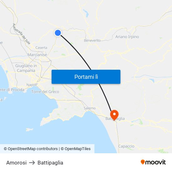 Amorosi to Battipaglia map