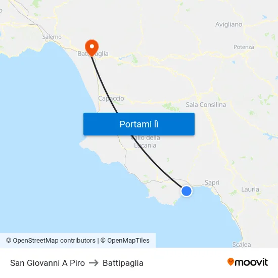 San Giovanni A Piro to Battipaglia map