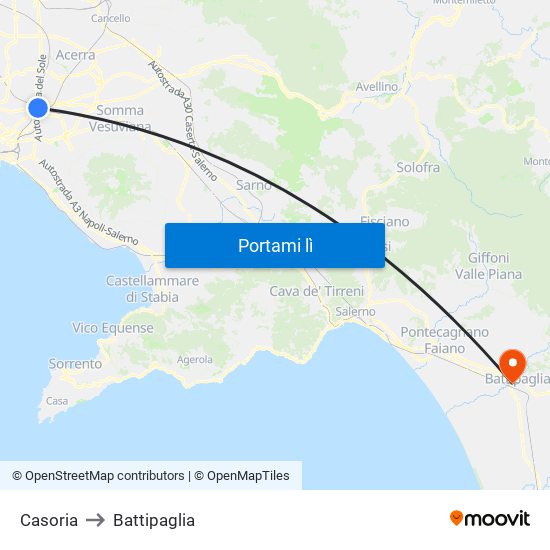 Casoria to Battipaglia map