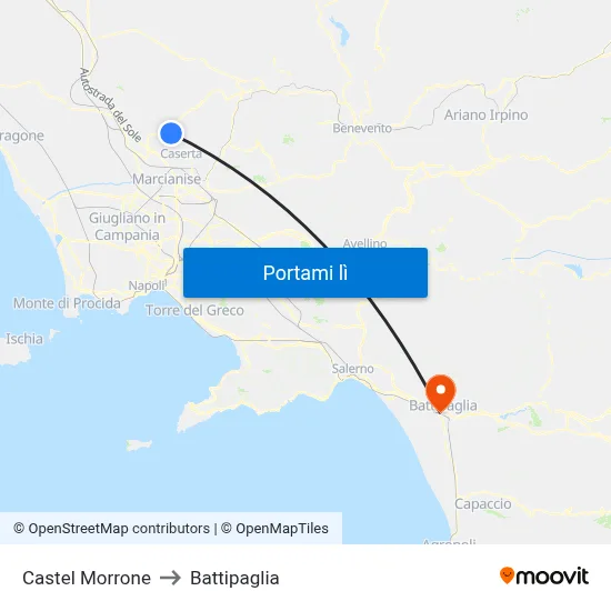 Castel Morrone to Battipaglia map