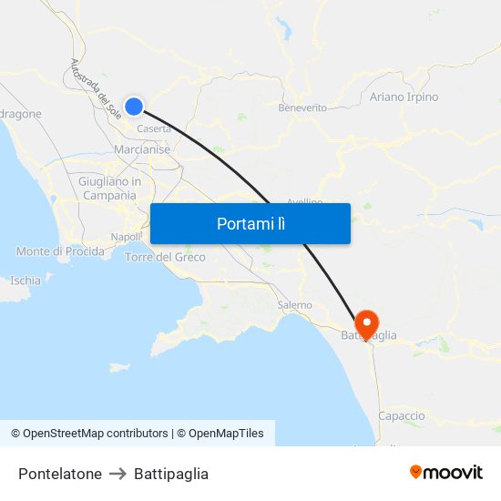 Pontelatone to Battipaglia map