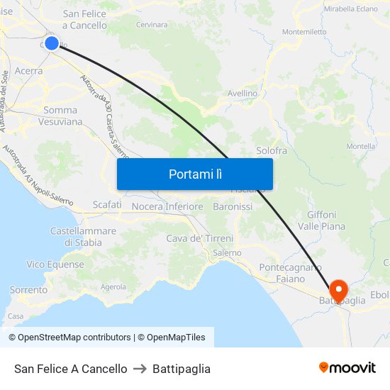 San Felice A Cancello to Battipaglia map