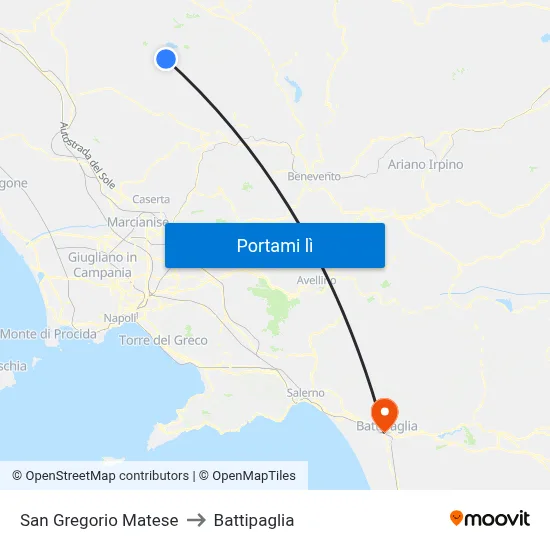 San Gregorio Matese to Battipaglia map