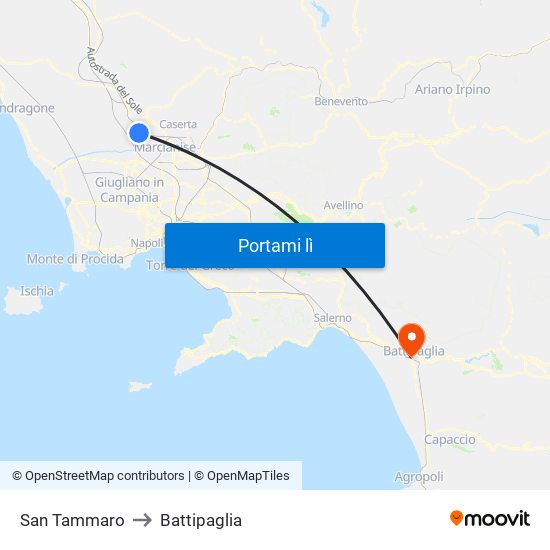 San Tammaro to Battipaglia map