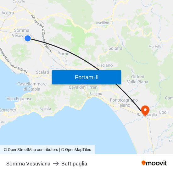 Somma Vesuviana to Battipaglia map