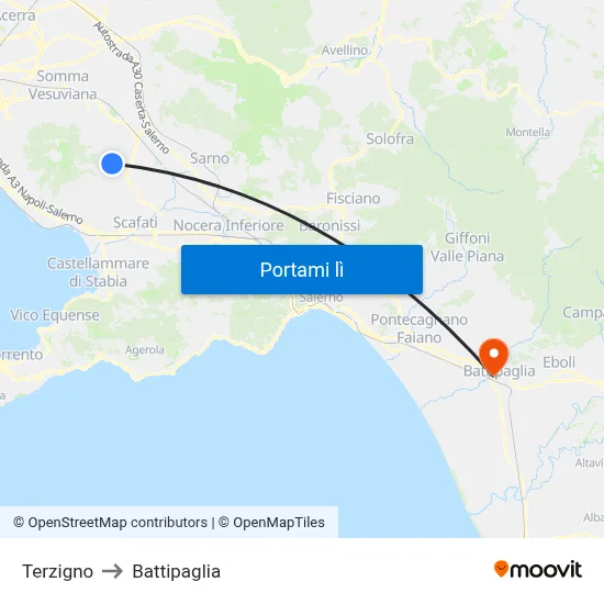 Terzigno to Battipaglia map