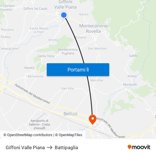 Giffoni Valle Piana to Battipaglia map
