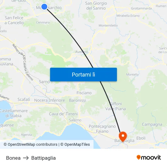 Bonea to Battipaglia map