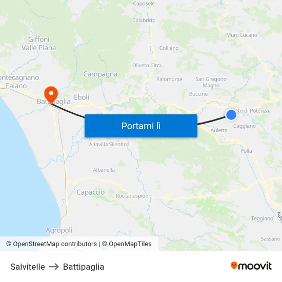 Salvitelle to Battipaglia map