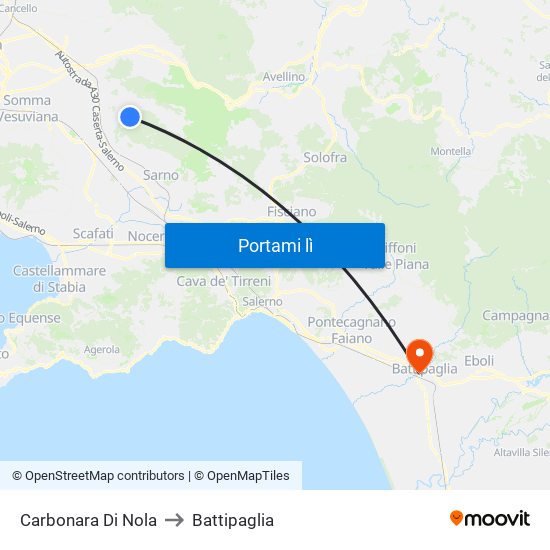 Carbonara Di Nola to Battipaglia map