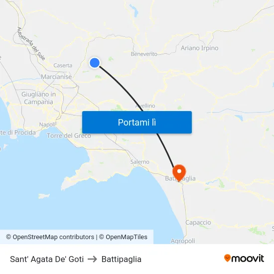 Sant' Agata De' Goti to Battipaglia map