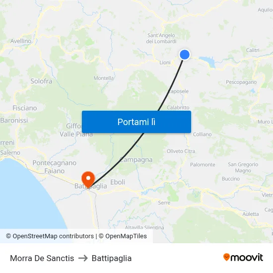 Morra De Sanctis to Battipaglia map