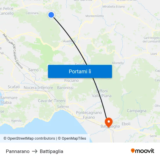 Pannarano to Battipaglia map