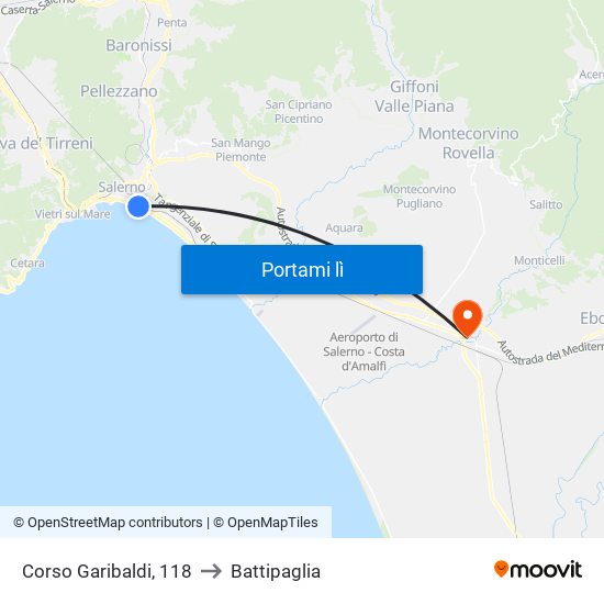 Corso Garibaldi, 118 to Battipaglia map