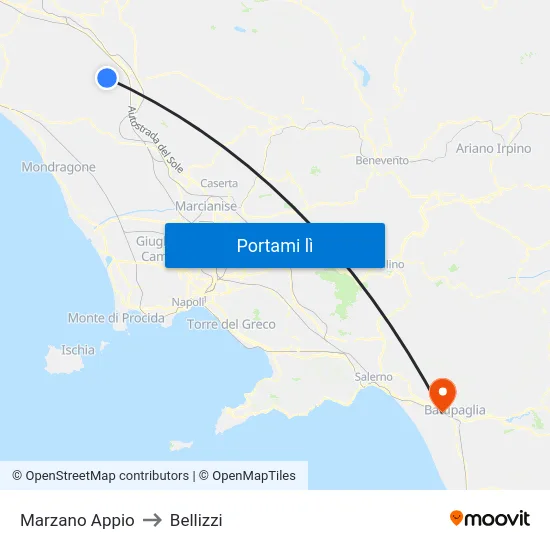 Marzano Appio to Bellizzi map