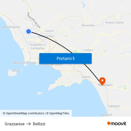 Grazzanise to Bellizzi map